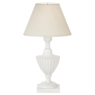 Klasyczna lampa stołowa Pollino biała z abażurem